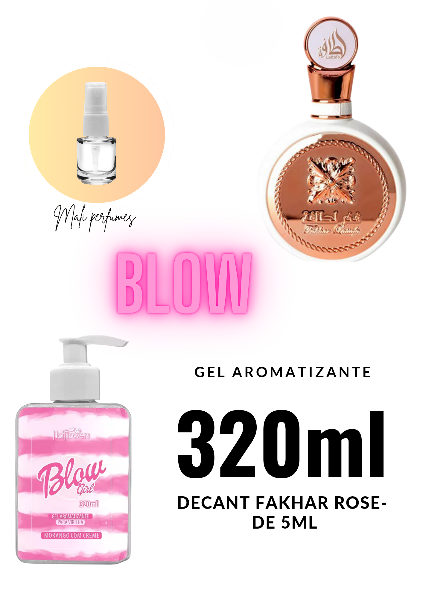COMBO sedução.2 GEL AROMATIZANTE + DECANT 5ML FAKHAR ROSE